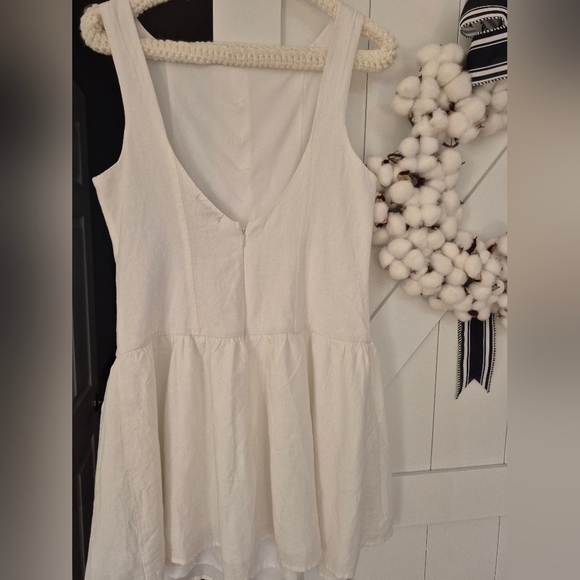 Wild Fable Women/girls White Linen Open Back Mini Dress NWOT - Picture 5 of 8